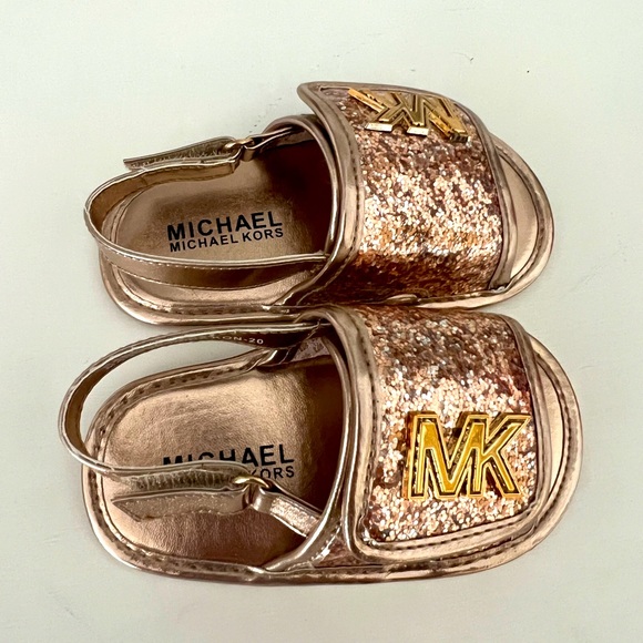 Michael Kors Other - MICHAEL KORS ROSE GOLD GLITTER BABY SANDAL SIZE 4 6-12 months